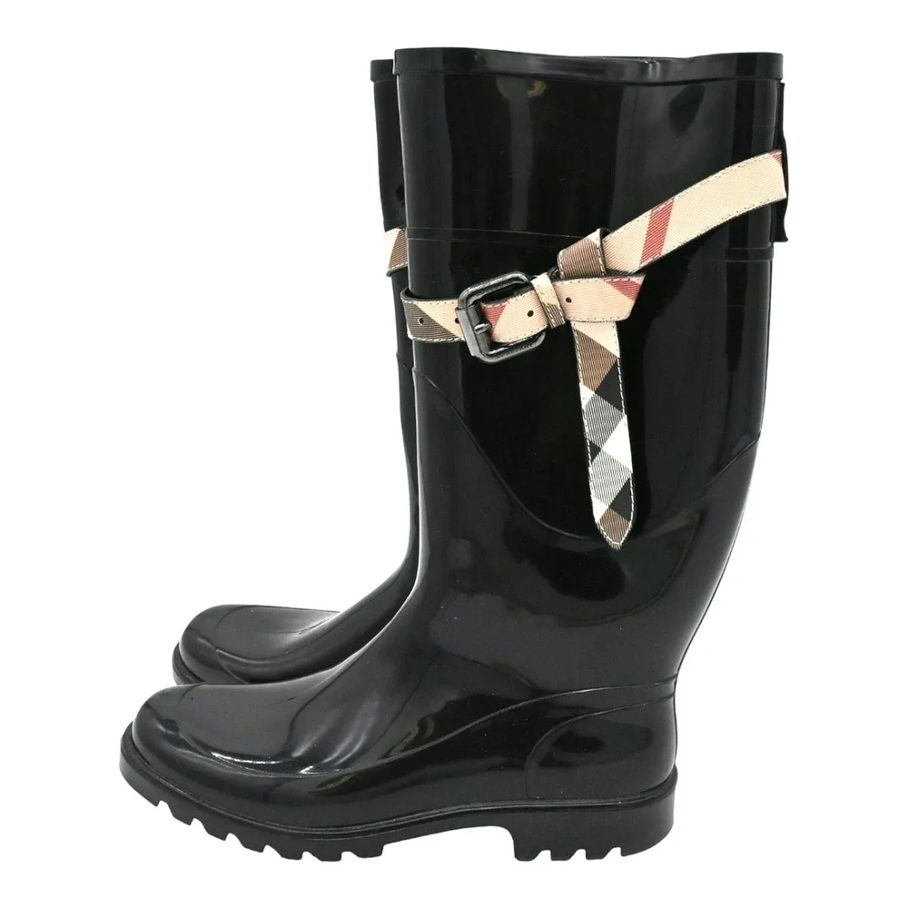 Burberry Black Rubber Rain Boots Size 38